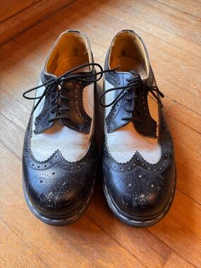 Dr. Martens Black and White Two-Tone Wingtip Oxfords